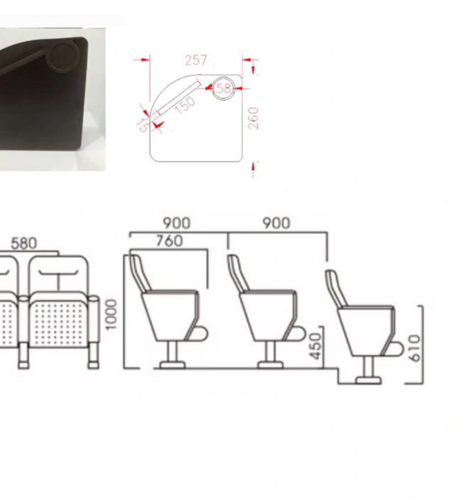 Auditorium Theater Furniture Fabric Seats Writing Board Church Chair Lecture Hall Chair