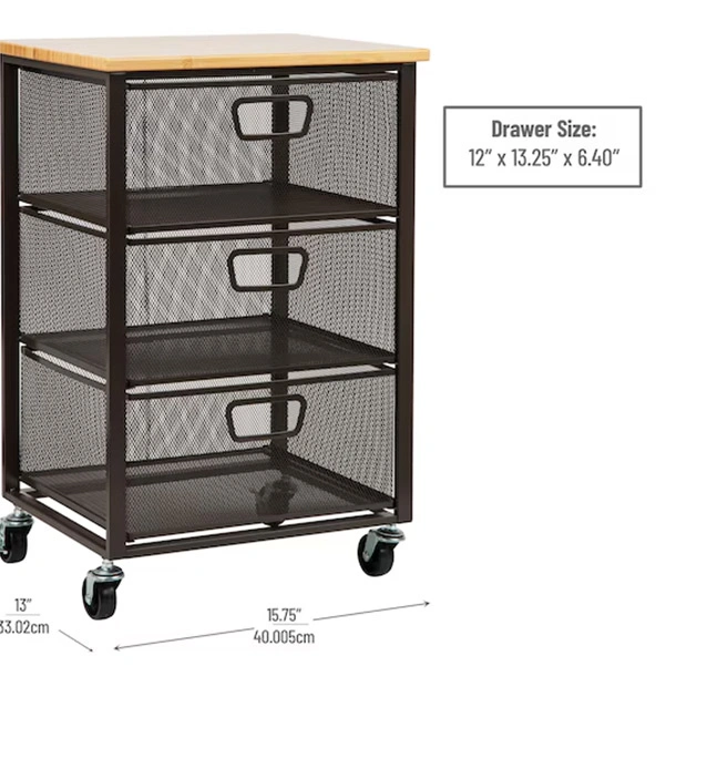 File Storage Cabinet 5 Drawers Cart Organizer with Lockable Wheels