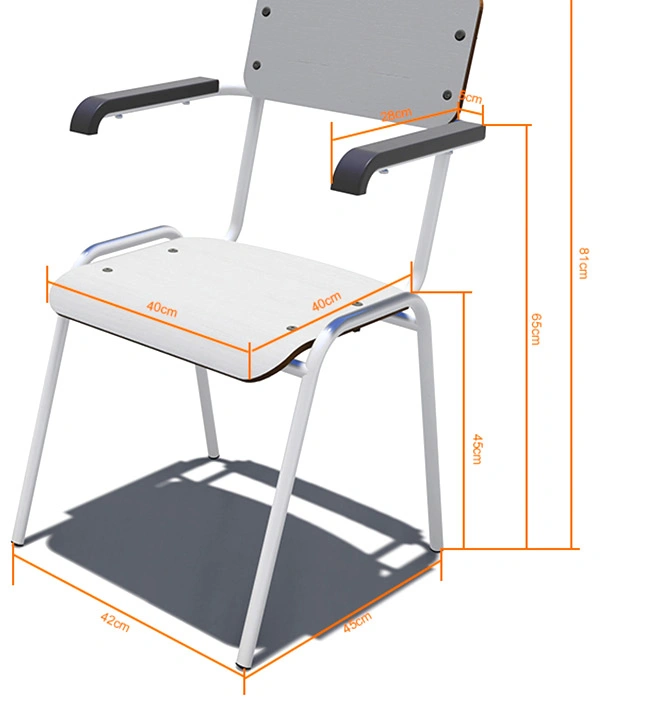 School Furniture Plywood Student Chair with Armrest view 2