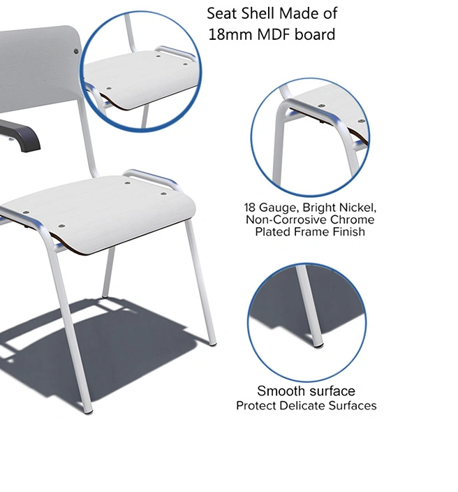 School Furniture Plywood Student Chair with Armrest view 3