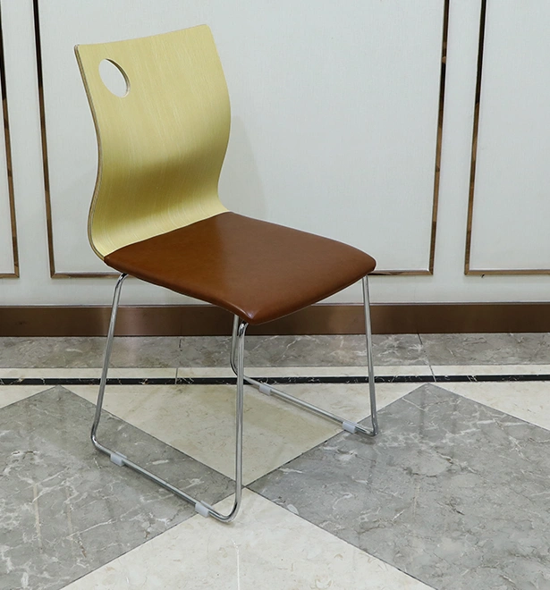Solid Bent Wood Student Chair with Chrome Metal Leg, School Dining Chair for Student view 3