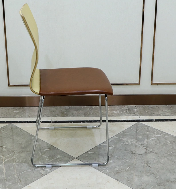Solid Bent Wood Student Chair with Chrome Metal Leg, School Dining Chair for Student view 4