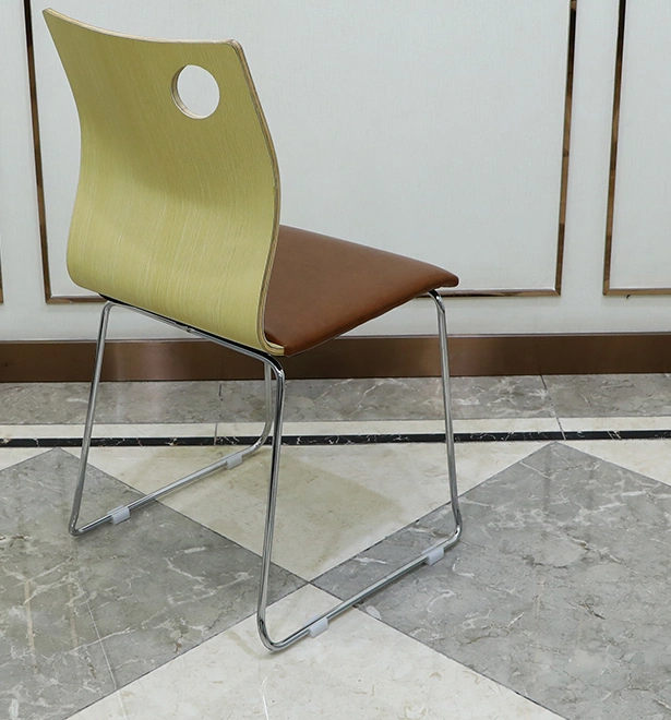 Solid Bent Wood Student Chair with Chrome Metal Leg, School Dining Chair for Student view 5
