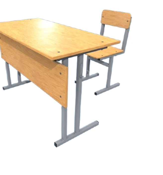Primary School Furniture 2 Seats School Desk and Chair Set view 2