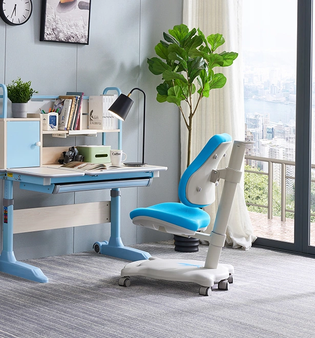 Luxury Children's Dressing Kids Study Plastic Soft Padding Adjustable Wheels Mobile Big Storage Tables Toys Desk Chair Set