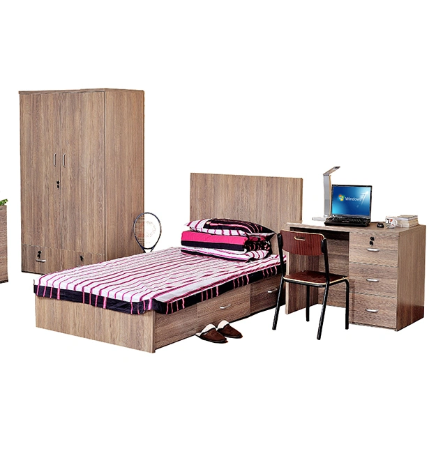 Dormitory Bed Wardrobe Desk Cabinet Set Modern Style Design Single Adult School Bed