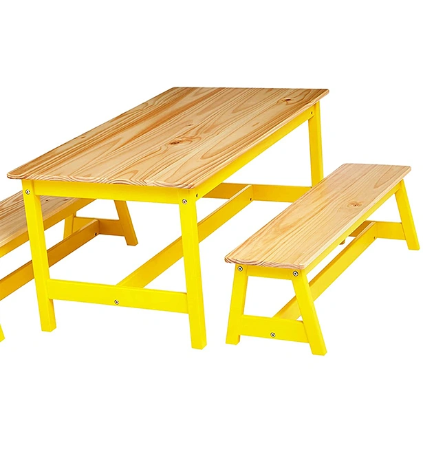 Kindergarten Furniture Good Quality Blue and Yellow Combination Desk and Chair Sets
